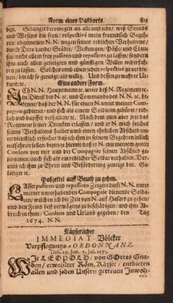 Käyserlicher Immediat-Völcker Verpflegungs-Ordonnanz.