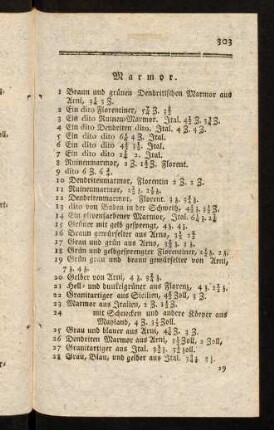 303-325, Marmor. Krystallen, Quarze und Kießdrusen. Stallactiten und Tropfsteine. Asbest.