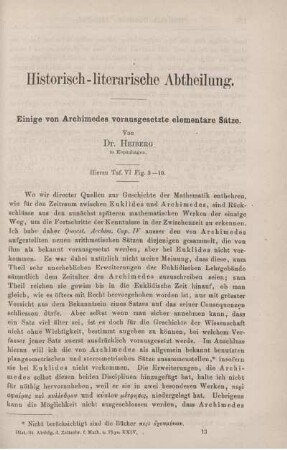 Einige von Archimedes vorausgestzte elementare Sätze.