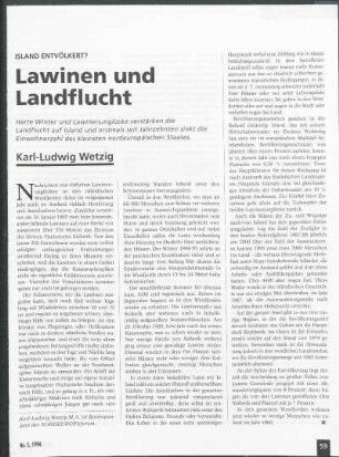 Island entölkert? Lawinen und Landflucht