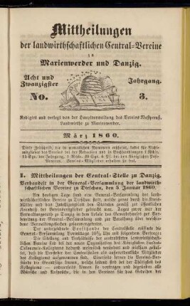 Acht und Zwanzigster Jahrgang. No. 3. März 1860.