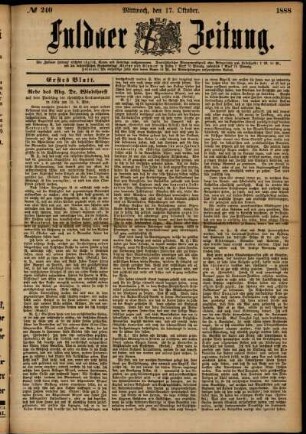 Erste Ausgabe vom Mittwoch, den 17. Oktober 1888.