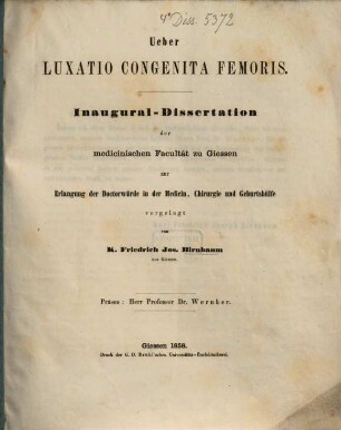 Über luxatio congenita femoris : Inaug.-Diss.