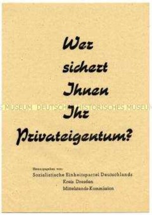 Wahlpropaganda der SED mit Ausrichtung auf die Handwerker und Gewerbetreibenden