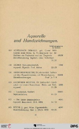 Aquarelle und Handzeichnungen (Nr. 157-210)