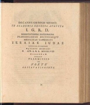 V. De Foetu Observationibus
