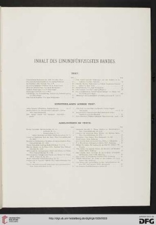 Inhaltsverzeichnis / Kunstbeilagen ausser Text / Abbildungen im Texte
