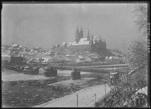 Meißen. Blick auf Meißen im Schnee