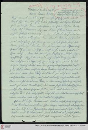 Korrespondenz von Alice und Ludwig Klein: Brief von Alice Klein und Ludwig Klein an Kurt Klein, Irmgard Klein und Max Klein