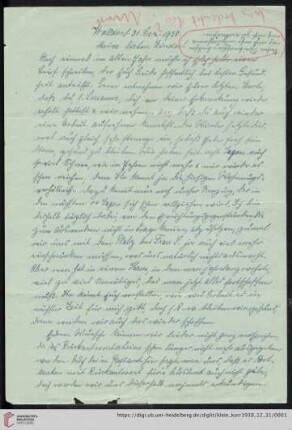 Korrespondenz von Alice und Ludwig Klein: Brief von Alice Klein und Ludwig Klein an Kurt Klein, Irmgard Klein und Max Klein