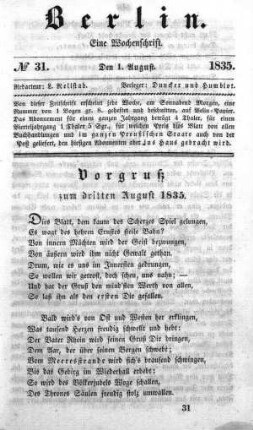 No. 31, 1. August 1835