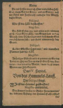Das IV. Capitel. Von des Himmels-Lauff.