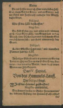 Das IV. Capitel. Von des Himmels-Lauff.