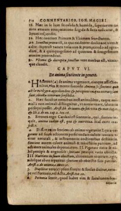 Caput VI. De anima sentiente in genere.
