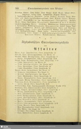 Einwohnerverzeichnis : Alphabetisches Einwohnerverzeichnis von Affalter