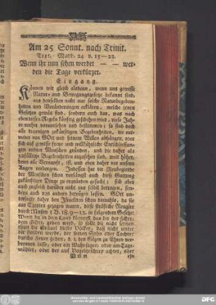 Am 25 Sonnt. nach Trinit. Text. Matth. 24. v. 15 - 22.
