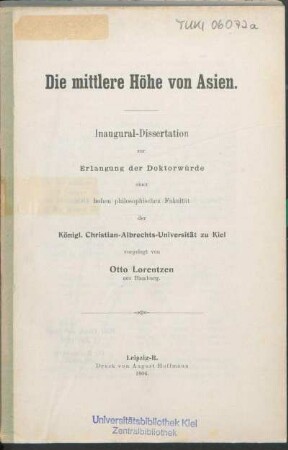 Die mittlere Höhe von Asien