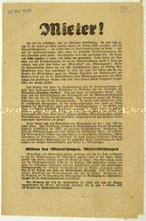 Aufruf der KPD an Mieter zur Reichstagswahl 1928