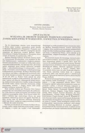 54: Opus sacrum. Wystawa ze zbiorów Barbary Piaseckiej-Johnson : zamek Królewski w Warszawie, 10 kwietnia-20 września 1990 r.