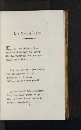 Die Vergessenheit. [u. a.]