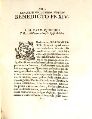 Epistolae ad ... Benedictum Papam XIV