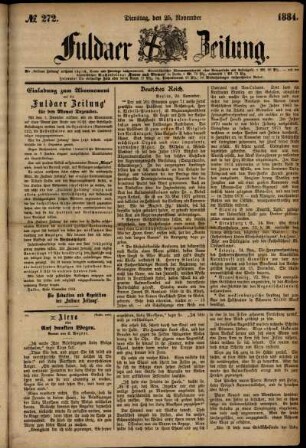 Ausgabe vom Dienstag, den 25. November 1884.