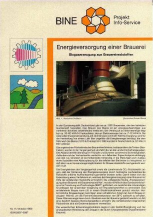 Energieversorgung einer Brauerei. Biogaserzeugung aus Brauereireststoffe.