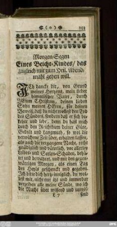Morgen-Segen Eines Beicht-Kindes, das zugleich mit zum Heil. Abendmahl gehen will.