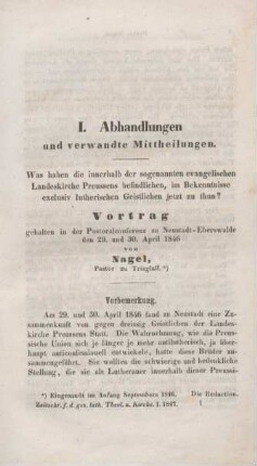 Abhandlungen und verwandte Mittheilungen