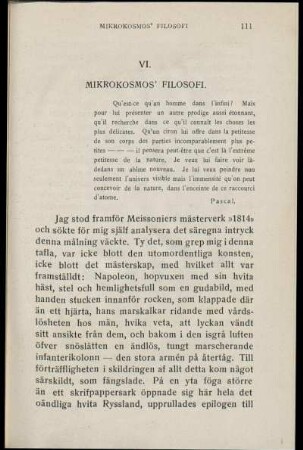 VI. Mikrokosmos' Filosofi.