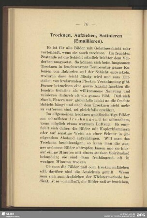 Trocknen, Aufziehen, Satinieren