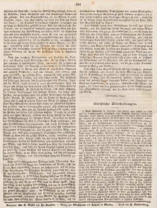 492 Kirchliche Mittheilungen