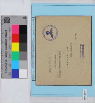 Dienstbrief, Schiffsname/Landeinheit: 5. Torpedobootsflottille Schiffskasse, Feldpostnr. 26533; Frankatur, Mi.-Nr.: [Keine]; Poststempel: Masch.-Stpl: K 21.8.42.-14-15; Nebenstempel: Dienststelle Feldpost-Nr. M26533