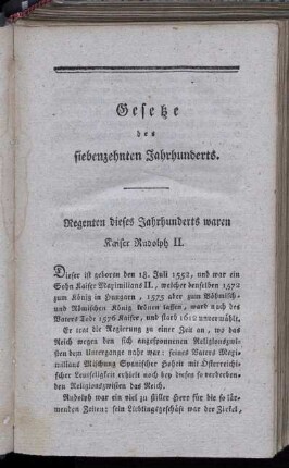 Gesetze des siebenzehnten Jahrhundert.