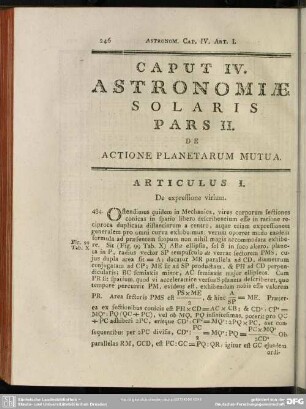 Caput IV. Astronomiae Solaris Pars II. De Actione Planetarum Mutua