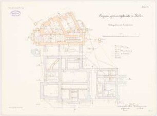 Regierungsgebäude, Köslin: Grundriss KG und Fundamente 1:100