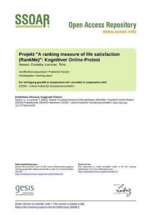 Projekt "A ranking measure of life satisfaction (RankMe)": Kognitiver Online-Pretest