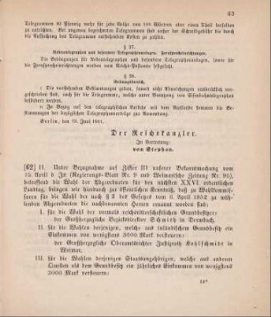 62. Ministerial-Bekanntmachung, die Ernennung von Wahlkommissaren für die Leitung der Wahlen zum nächsten XXVI. ordentlichen Landtag betreffend