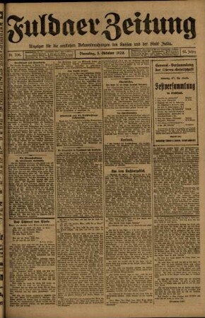 Ausgabe vom Dienstag, den 05. Oktober 1920.
