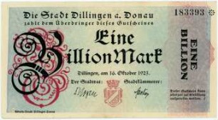 Geldschein / Notgeld, 1 Billion Mark, 16.10.1923
