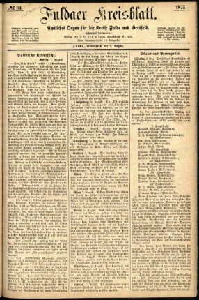 Ausgabe vom Samstag, den 09. August 1873.