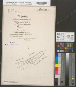 Waltringen (Ense), Zusammenlegung Waltringen, Urkarte II Bbl. 1 Hünningen Flur 1