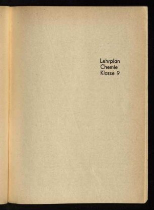 Lehrplan Chemie Klasse 9