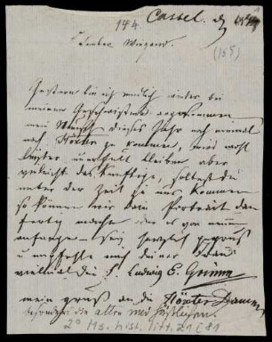 Brief von Ludwig Emil Grimm an Paul Wigand