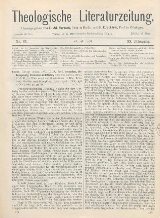 425-428 [Rezension] Smith, George Adam, Jerusalem, the Topography, Economics and History from the earliest times to A. D. 70. 2 Bde
