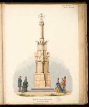 Gefallenendenkmal für den Kreis Neiße Monatskonkurrenz September 1875: Aufriss Vorderansicht; Maßstabsleiste