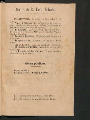 Obras de D. León Ichaso.