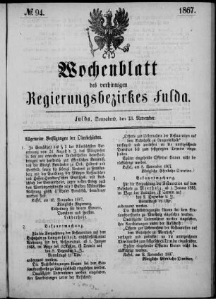 Nr. 94, Ausgabe vom 23. November 1867