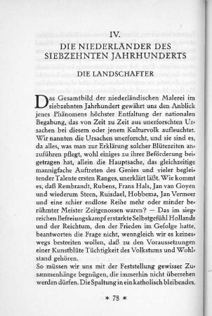 IV. Die Niederländer des Siebzehnten Jahrhunderts Die Landschafter