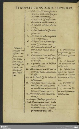 Synopsis Concionis Secundae
